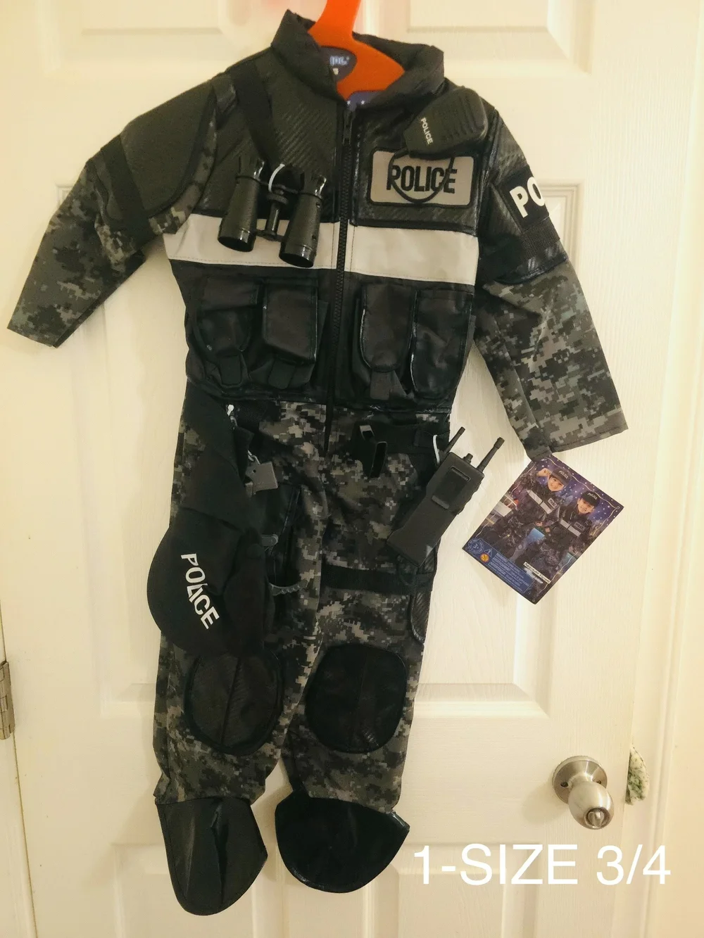 Kids Police Tactical Costume - Black/Grey Camo